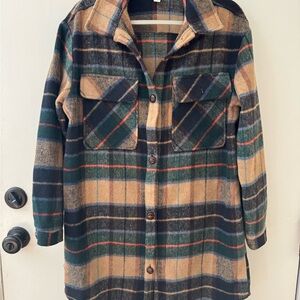 Plaid Utility Jacket in Green and Tan